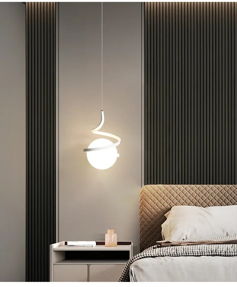 Pendente LED Nórdico Linear — Luminária de Cabeceira para Quarto e Sala de Jantar