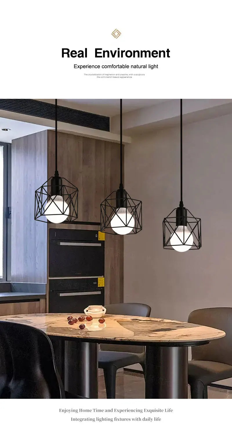 Pendente LED Industrial E27 — Luminária de Metal para Cozinha, Café e Corredor
