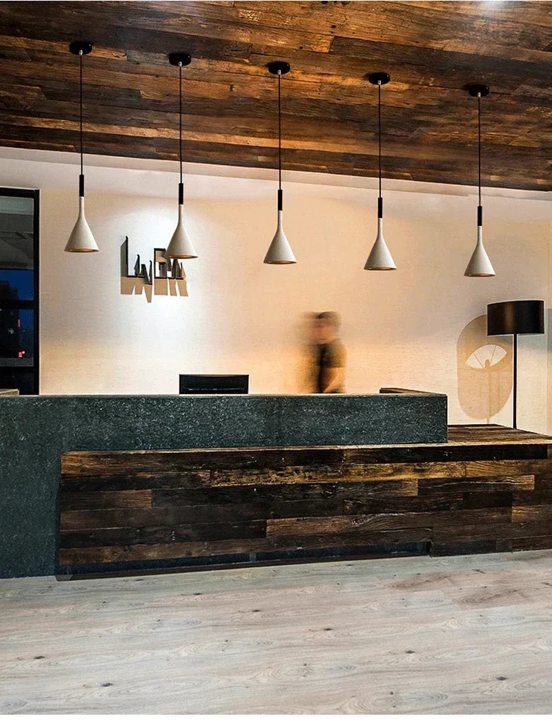 Pendente LED E27 Preto e Branco — Luminária de Mesa para Quarto e Sala de Jantar