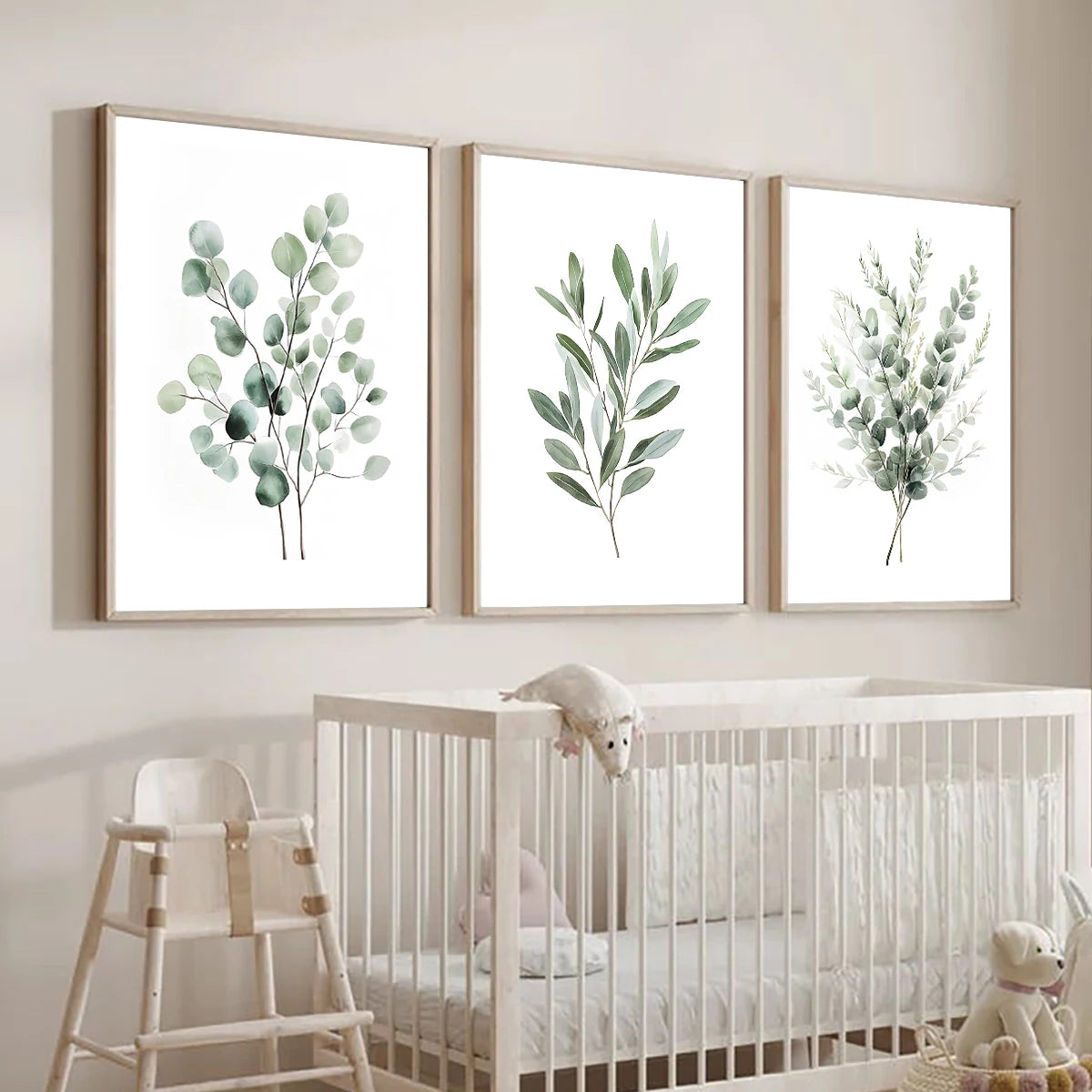 Quadro Decorativo Folhas Verde Sage Boho — Arte Botânica Moderna para Sala