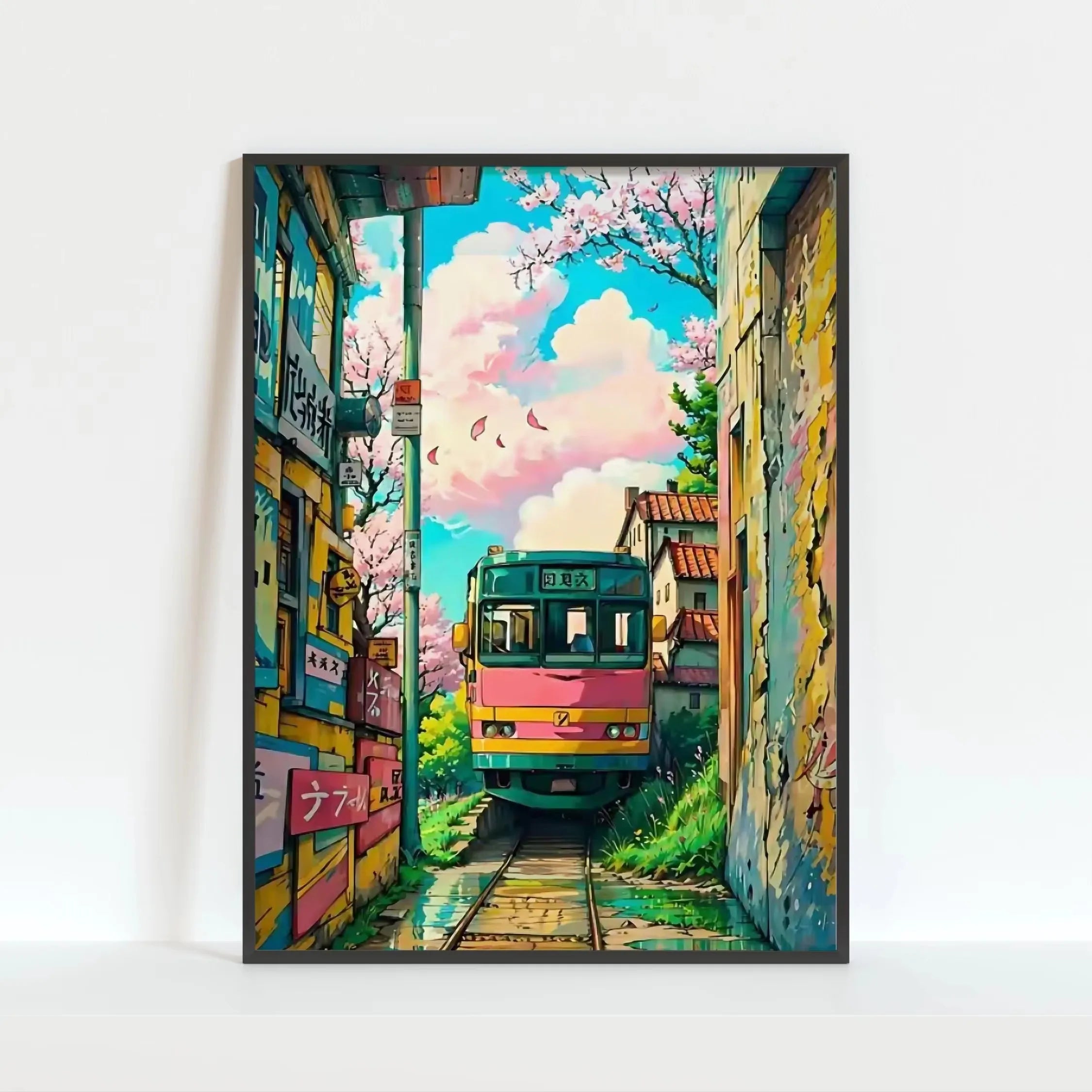 Quadro Decorativo Rua Japonesa Noite Chuvosa — Arte de Paisagem Retrô para Sala e Quarto