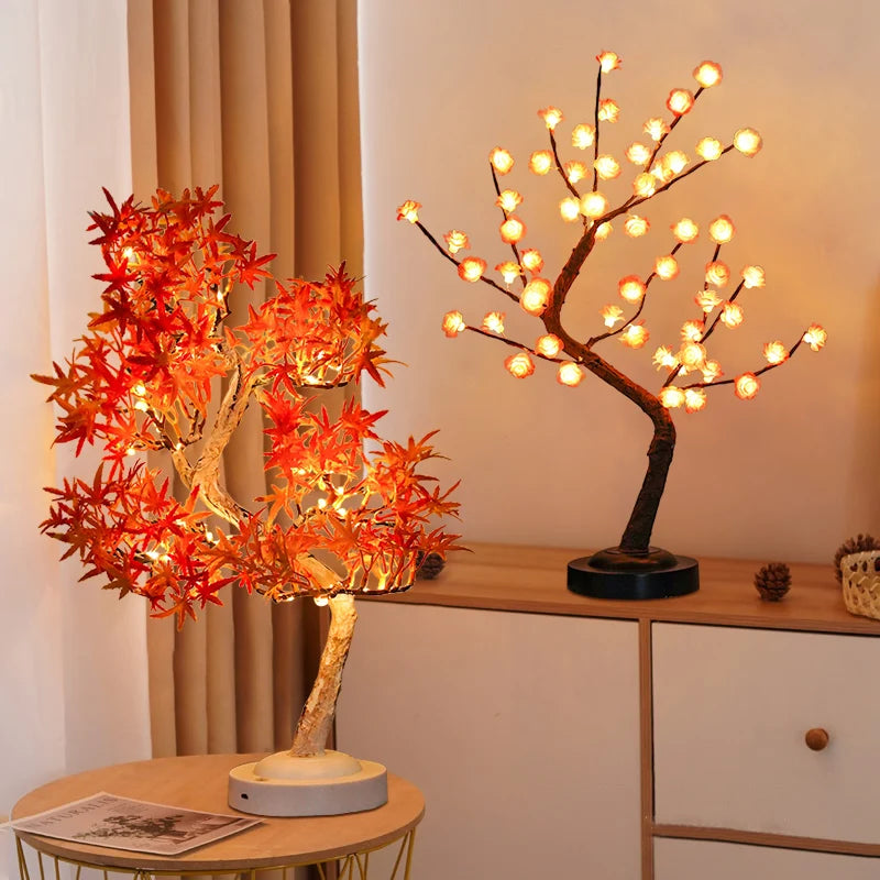 Luminária de Mesa Árvore LED a Pilha — Luz Noturna Decorativa para Festas e Presentes