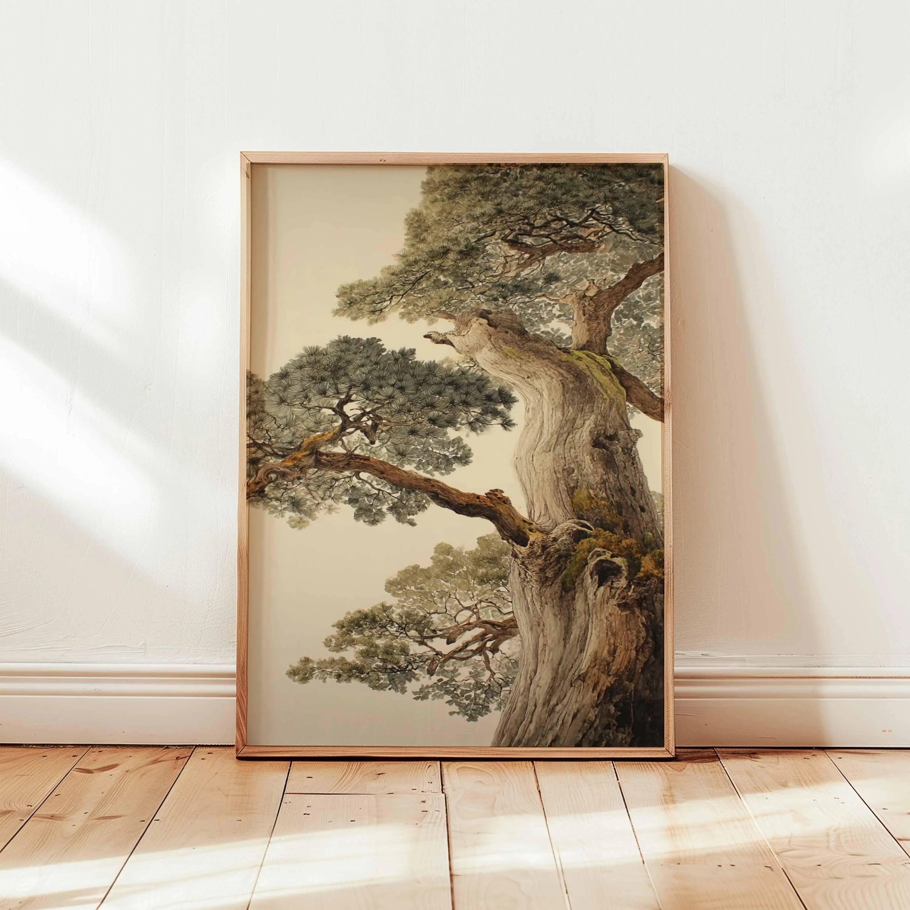 Quadro Decorativo Pinheiro Japonês sem Moldura — Arte Zen para Sala e Quarto