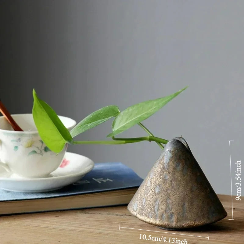 Vaso Cerâmica Mini Rústico Artesanal — Hidropônico para Cerimônia do Chá e Decoração