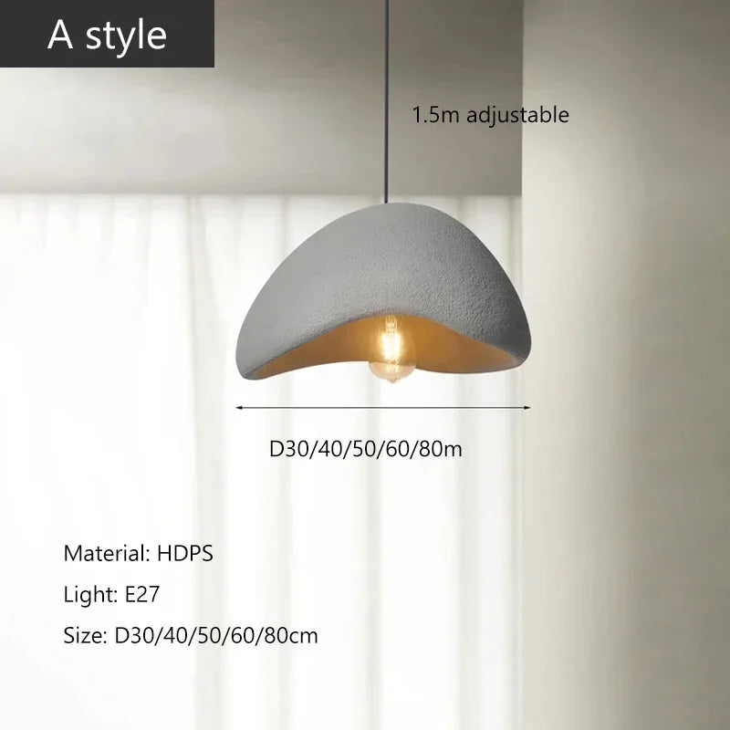Lustre LED Estilo Wabi Sabi E27 — Pendente para Sala de Jantar, Quarto e Bar