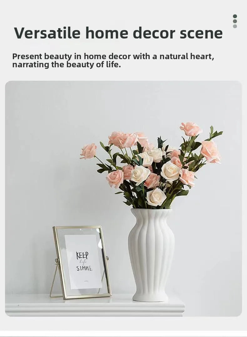 Vaso Cerâmica Grande Branco Nórdico — Para Flores Secas e Hidroponia na Sala