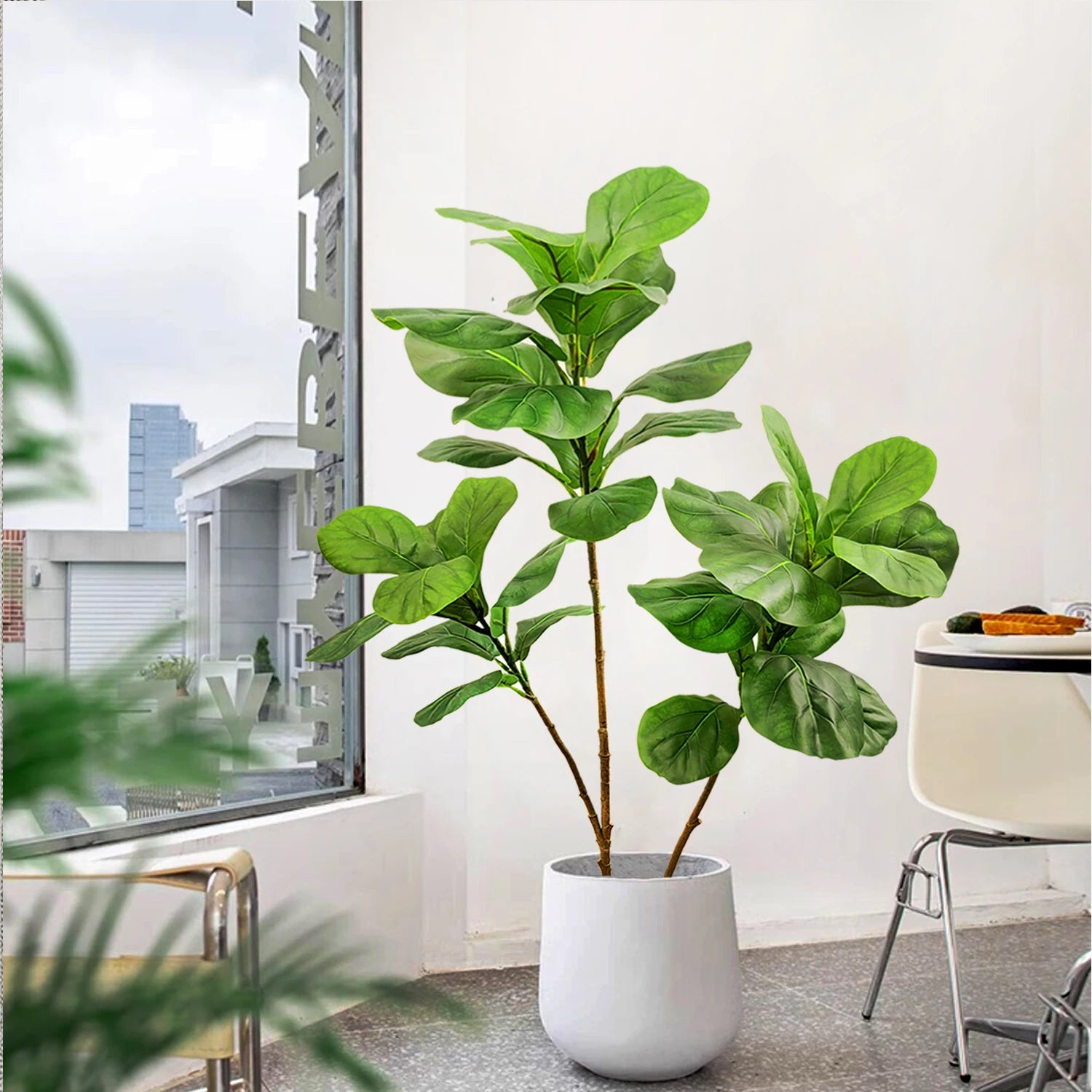 Ficus Lyrata Artificial Extra Grande 77 a 135cm — Para Jardim, Varanda e Escritório