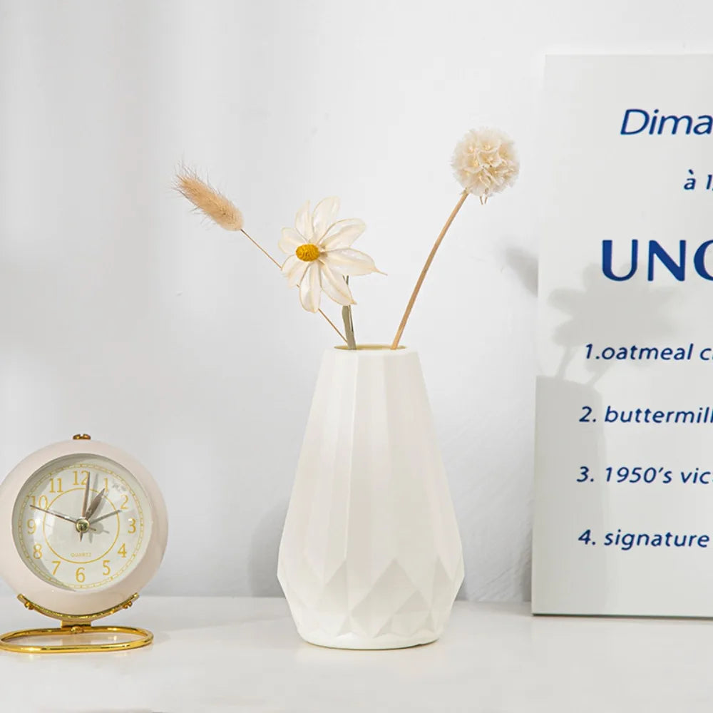 Vaso Plástico Estilo Cerâmica Diamante Nórdico — Para Arranjos Florais e Sala