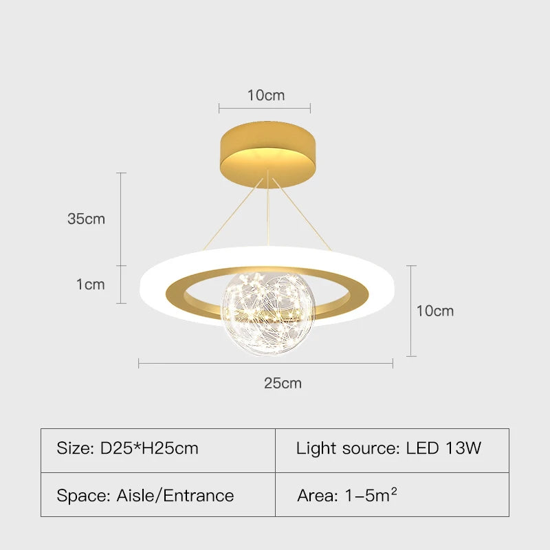 Pendente LED Circular Nórdico — Lustre Preto e Dourado para Sala, Cozinha e Quarto