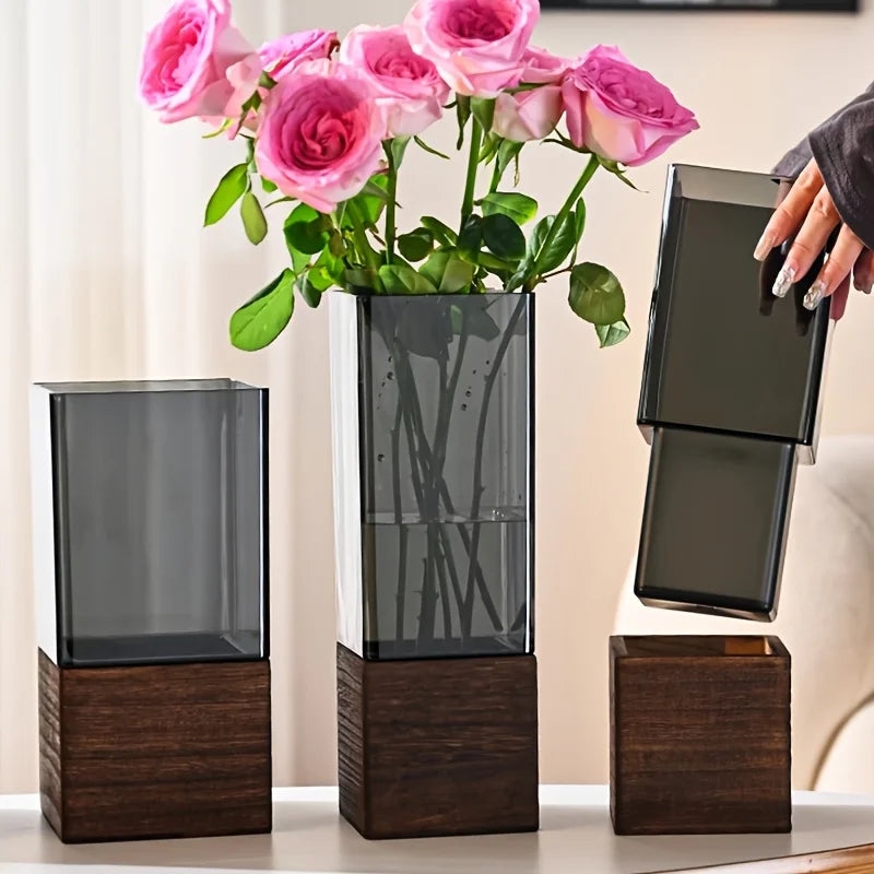 Vaso Acrílico Nordico com Base — Decoração para Mesa, Sala e Presente