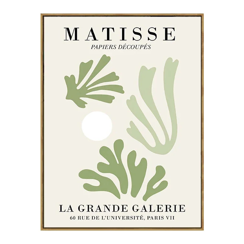 Quadro Decorativo Floral Abstrato Verde — Arte Minimalista Inspirada em Matisse e Picasso