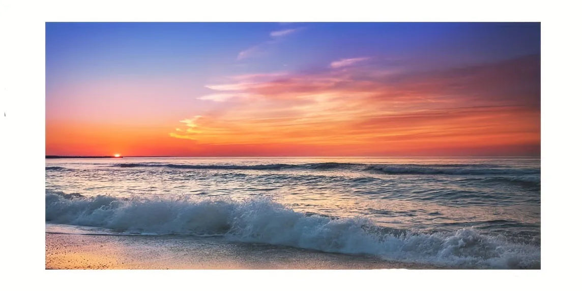 Quadro Decorativo Pôr do Sol na Praia — Arte de Paisagem Nórdica para Sala
