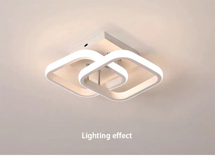 Luminária de Teto LED Moderna 2 Anéis — 3 Tons de Luz para Corredor, Varanda e Escritório