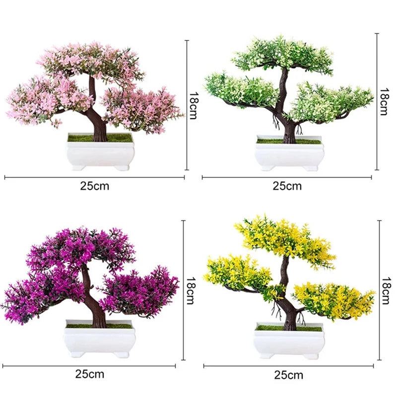 Bonsai Artificial com Vaso e Flores — Mini Árvore Decorativa para Mesa e Escritório