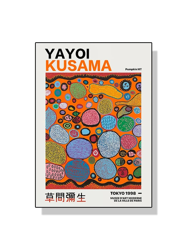 Quadro Decorativo Aboboras e Flores Yayoi Kusama — Arte Abstrata para Sala