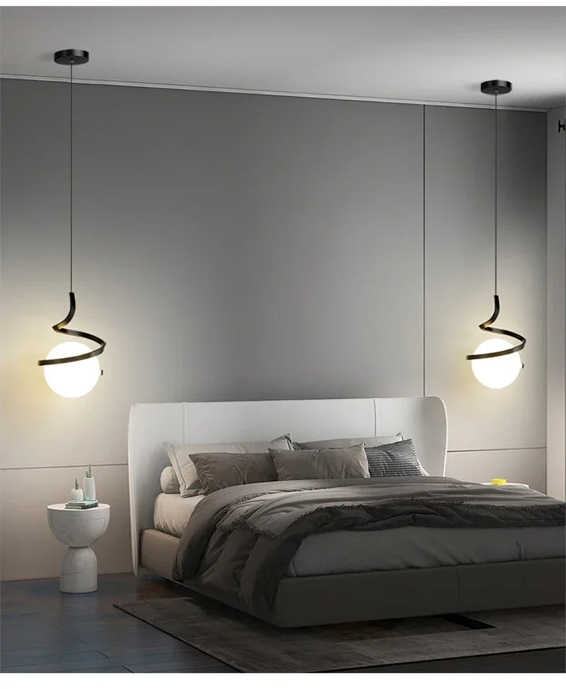 Pendente LED Nórdico Linear — Luminária de Cabeceira para Quarto e Sala de Jantar