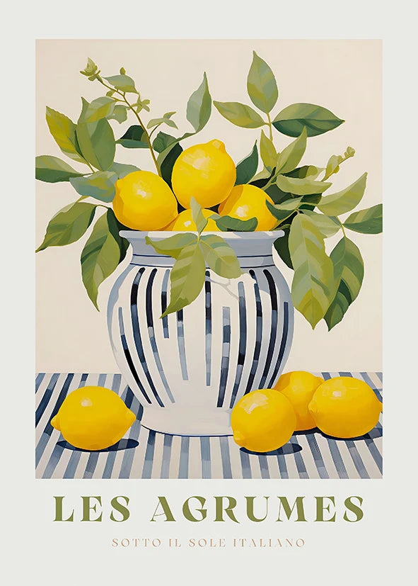 Quadro Decorativo Jardim de Limões Retrô — Arte Botânica para Sala e Escritório