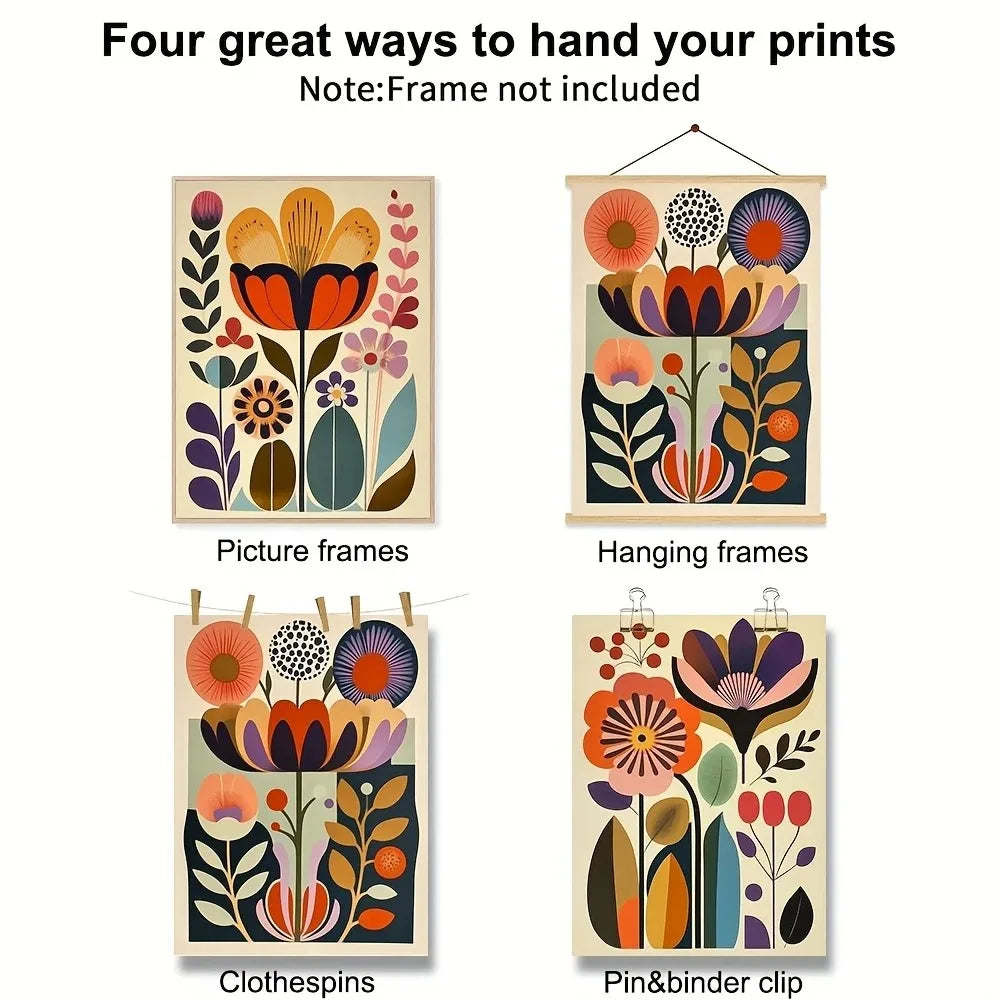Kit 3 Quadros Florais Escandinavos — Arte Boho Botânica para Sala