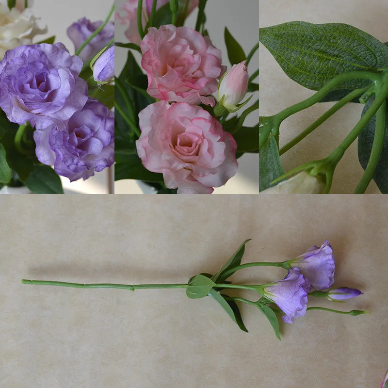 Flores Artificiais Lisianthus — Buquê com 5 Hastes para Decoração, Mesa, Casamento e Festa