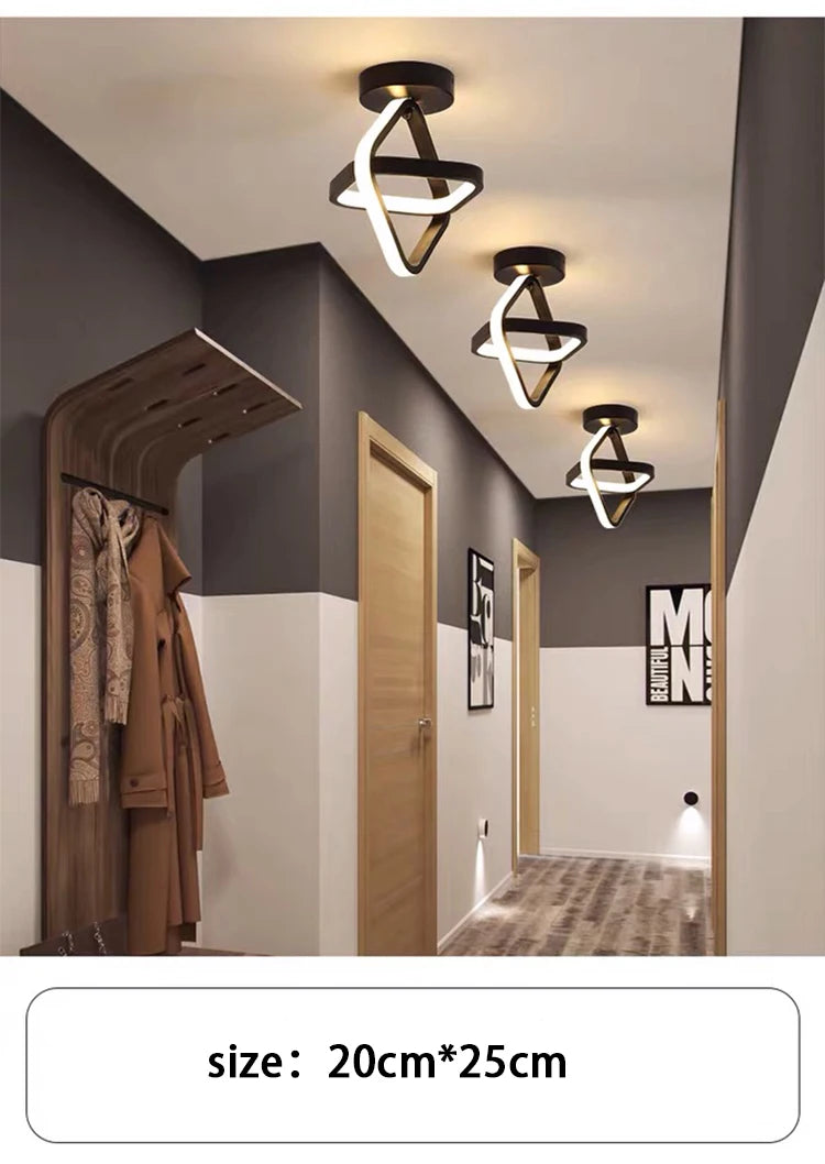 Luminária de Teto LED Moderna 2 Anéis — 3 Tons de Luz para Corredor, Varanda e Escritório