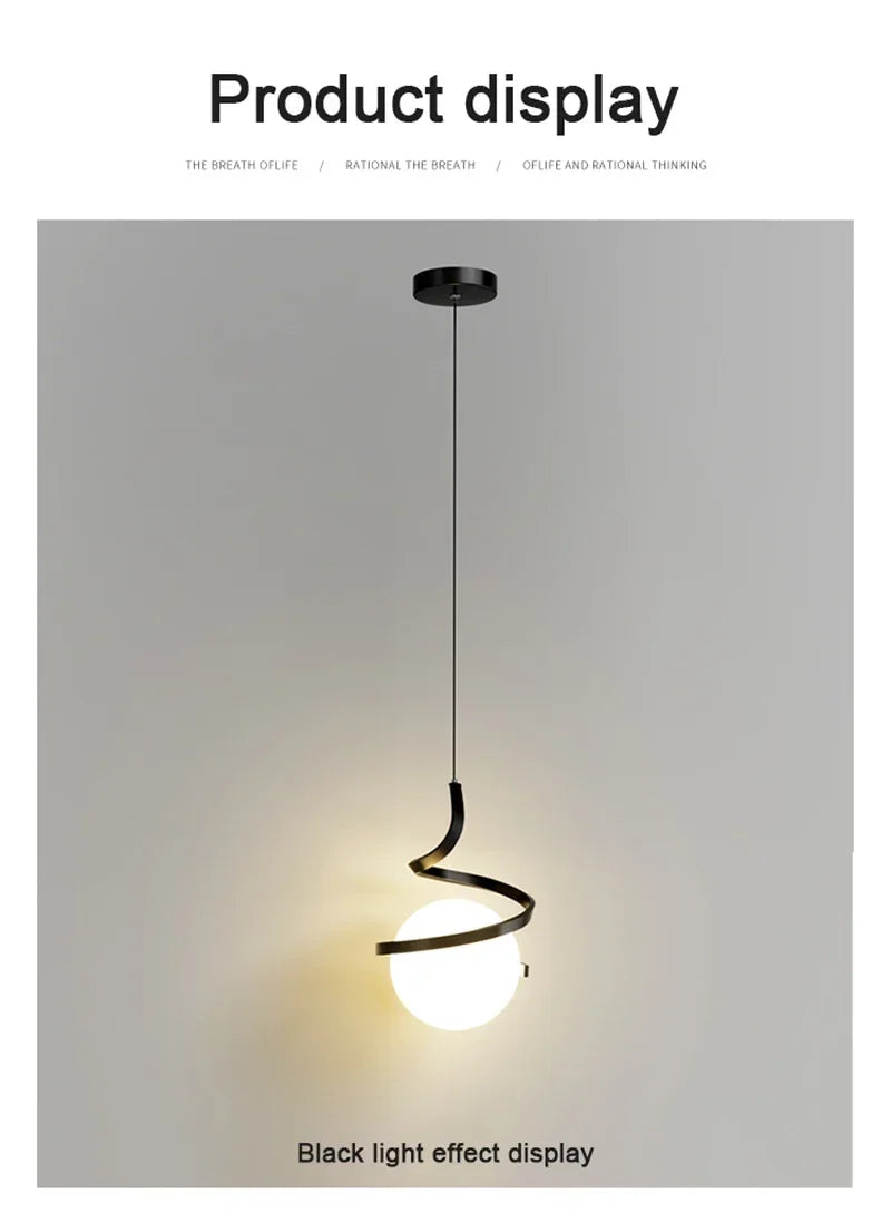 Pendente LED Nórdico Linear — Luminária de Cabeceira para Quarto e Sala de Jantar