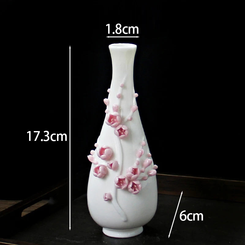 Vaso Decorativo de Cerâmica Pintado à Mão — Mini Vaso com Flores Secas para Mesa