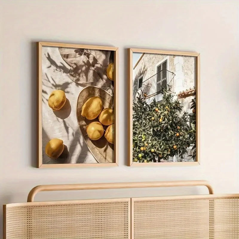 Quadro Decorativo Jardim de Limões Retrô — Arte Botânica para Sala e Escritório
