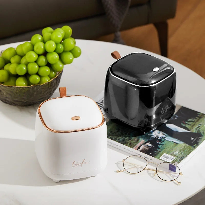 Mini Lixeira de Mesa Luxo Dupla Camada com Tampa de Pressão — Design Premium Moderno