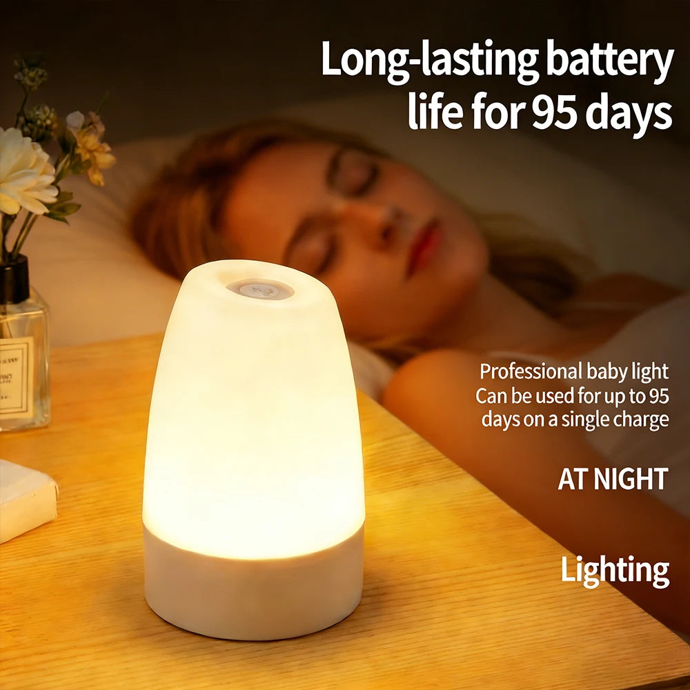 Luminária de Mesa Touch com Luz Noturna — 3 Modos Reguláveis e Recarregável para Quarto