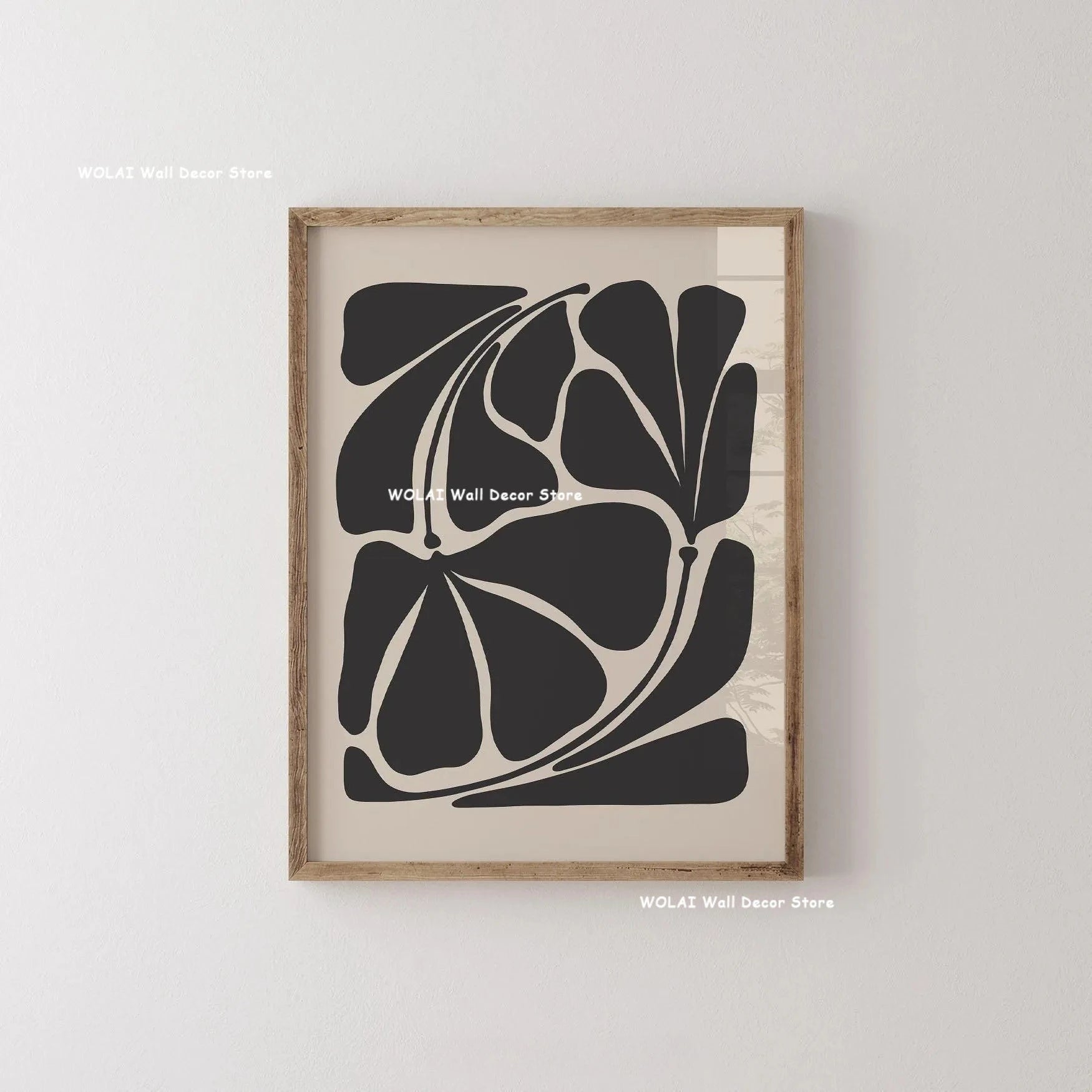 Quadro Decorativo Plantas Bege e Preto — Arte Floral Minimalista para Sala