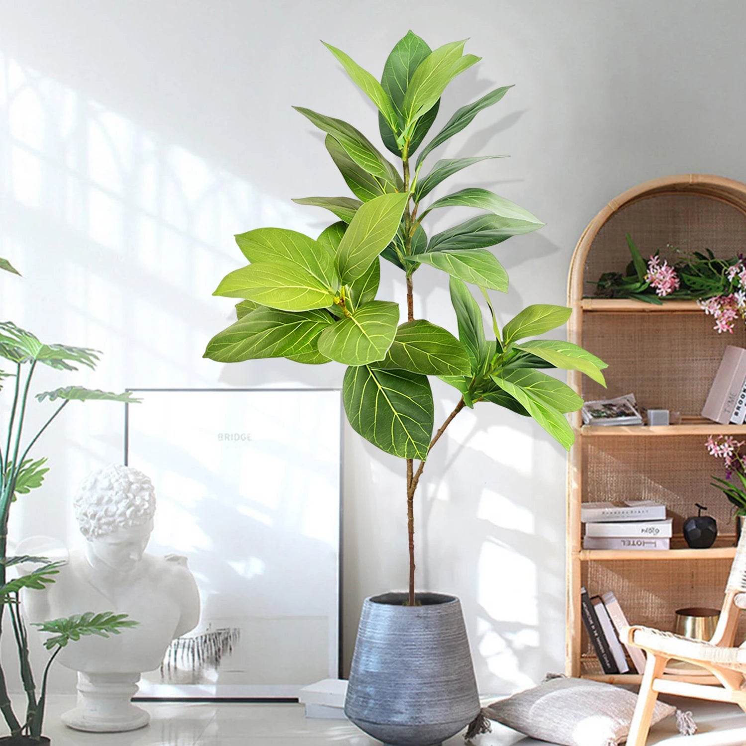 Ficus Lyrata Artificial Extra Grande 77 a 135cm — Para Jardim, Varanda e Escritório