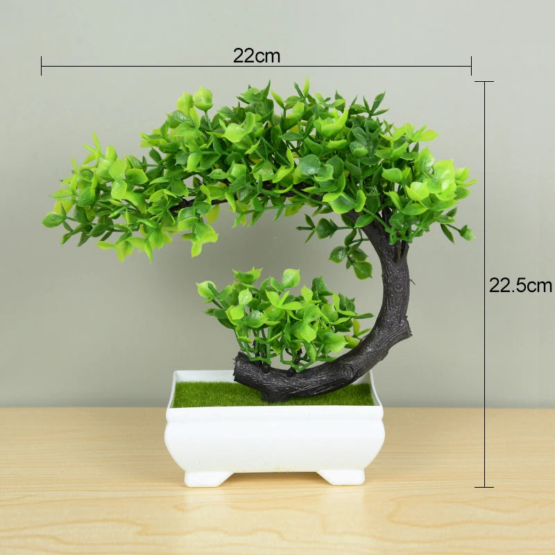 Bonsai Artificial com Vaso e Flores — Mini Árvore Decorativa para Mesa e Escritório