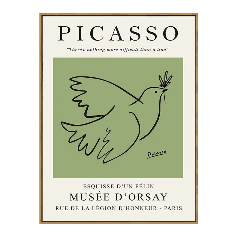 Quadro Decorativo Floral Abstrato Verde — Arte Minimalista Inspirada em Matisse e Picasso