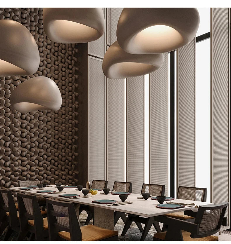 Lustre LED Estilo Wabi Sabi E27 — Pendente para Sala de Jantar, Quarto e Bar