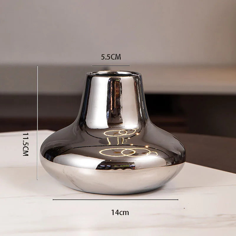 Vaso de Cerâmica Banhado a Prata — Enfeite Decorativo para Sala e Adega
