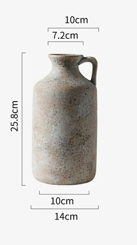 Vaso Cerâmica Retrô CAPIRON para Flores Secas Wabi Sabi — Nórdico para Estante e Sala