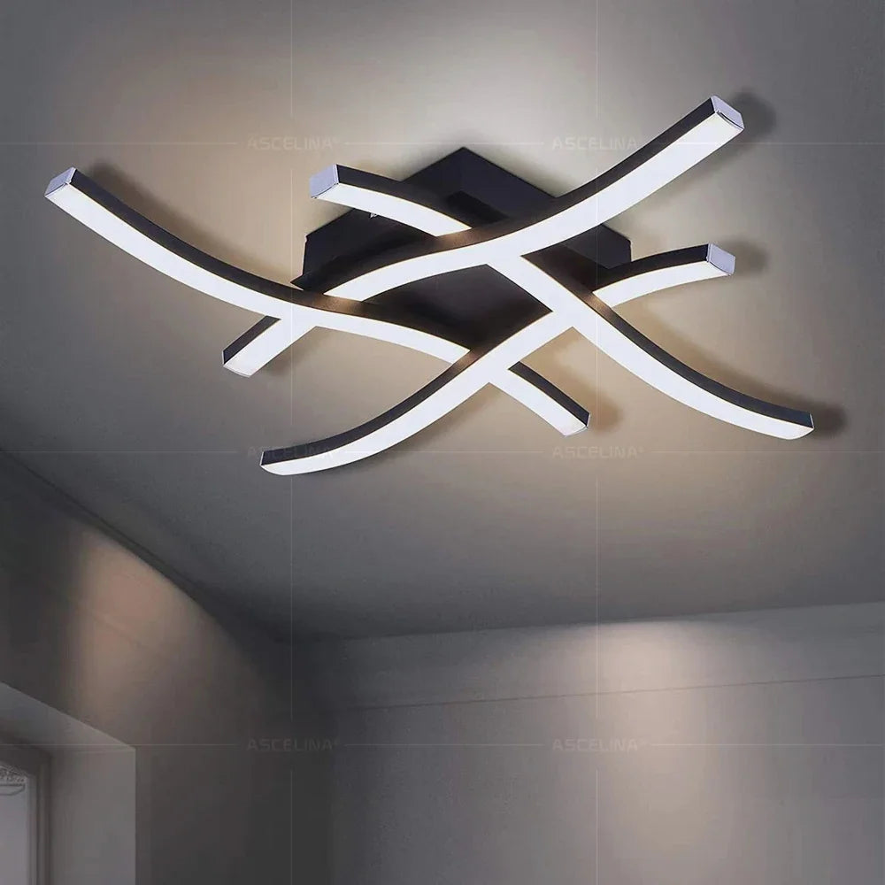 Luminária de Teto LED Onda — Lustre Decorativo para Sala, Quarto e Corredor
