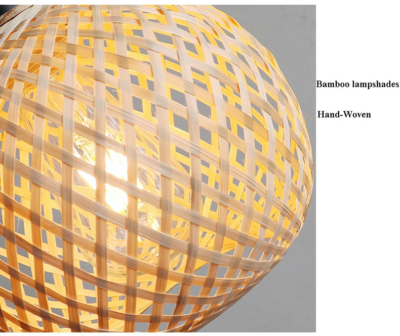 Pendente Bambu Rattan Natural — Luminaria Suspensa Artesanal