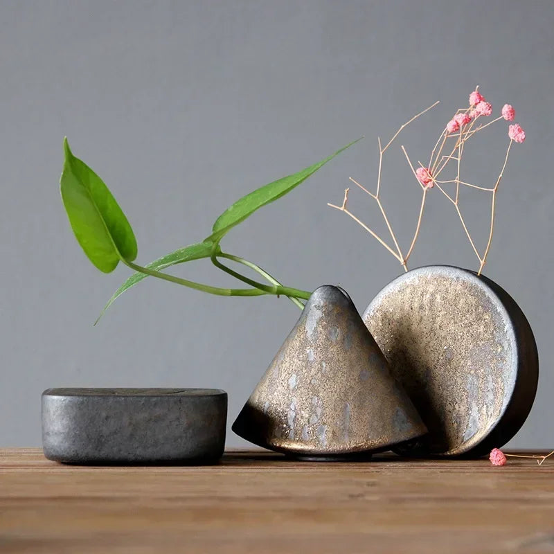 Vaso Cerâmica Mini Rústico Artesanal — Hidropônico para Cerimônia do Chá e Decoração