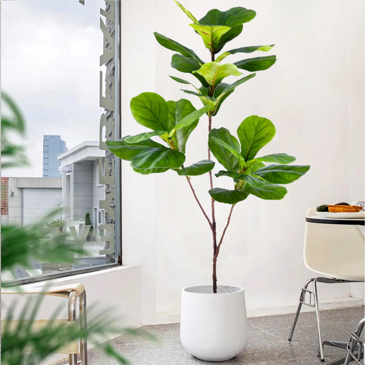 Ficus Lyrata Artificial Extra Grande 77 a 135cm — Para Jardim, Varanda e Escritório