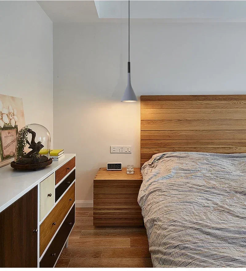 Pendente LED E27 Preto e Branco — Luminária de Mesa para Quarto e Sala de Jantar