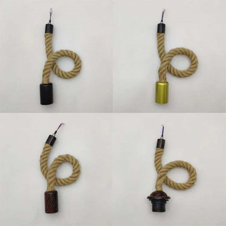 Pendente de Corda de Sisal Vintage Estilo Americano — Lustre Industrial Trançado para Bar e Sala