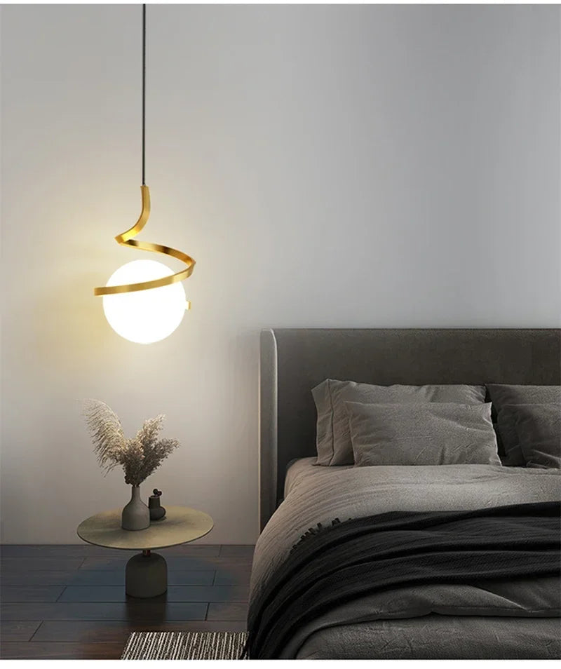 Pendente LED Nórdico Linear — Luminária de Cabeceira para Quarto e Sala de Jantar
