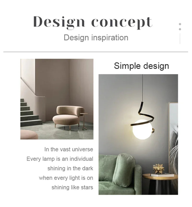 Pendente LED Nórdico Linear — Luminária de Cabeceira para Quarto e Sala de Jantar