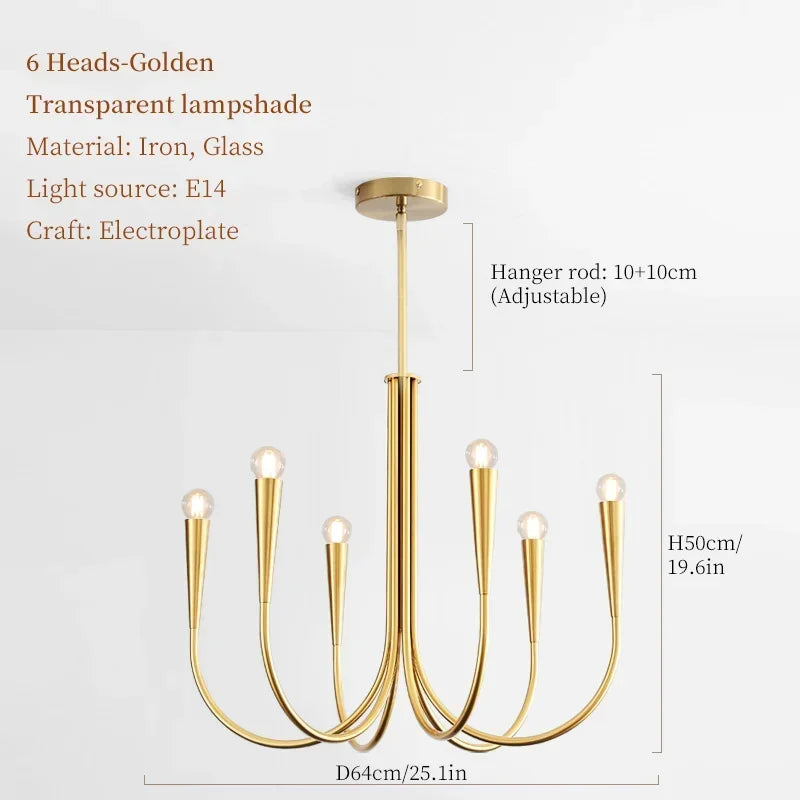 Lustre de Vela Pendente Preto Estilo Francês — Luminária de Luxo para Sala de Estar
