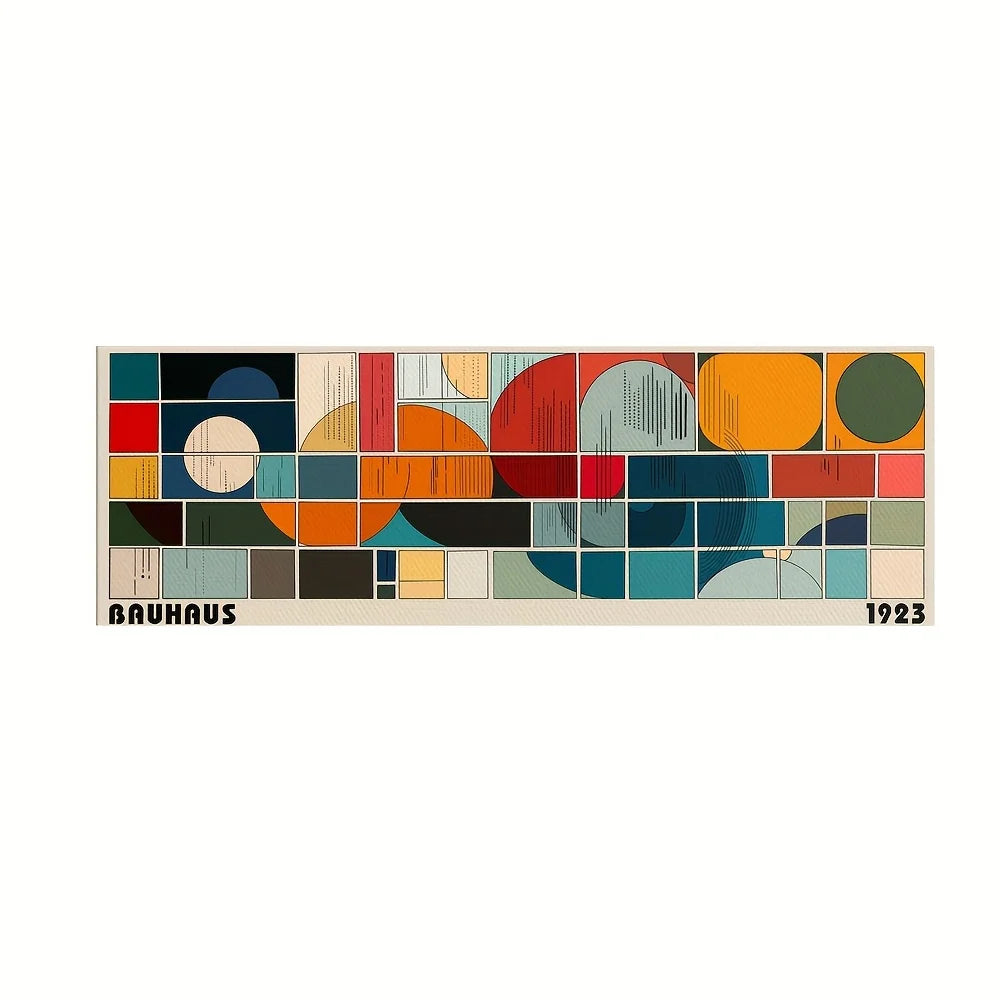 Quadro Decorativo Bauhaus Retrô Japonês — Arte Abstrata Horizontal para Sala