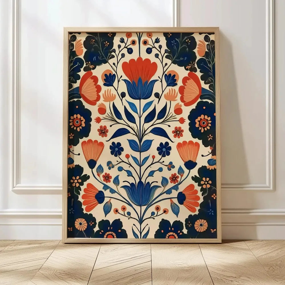 Quadro Decorativo Floral Bege Retrô sem Moldura — Arte Botânica para Sala