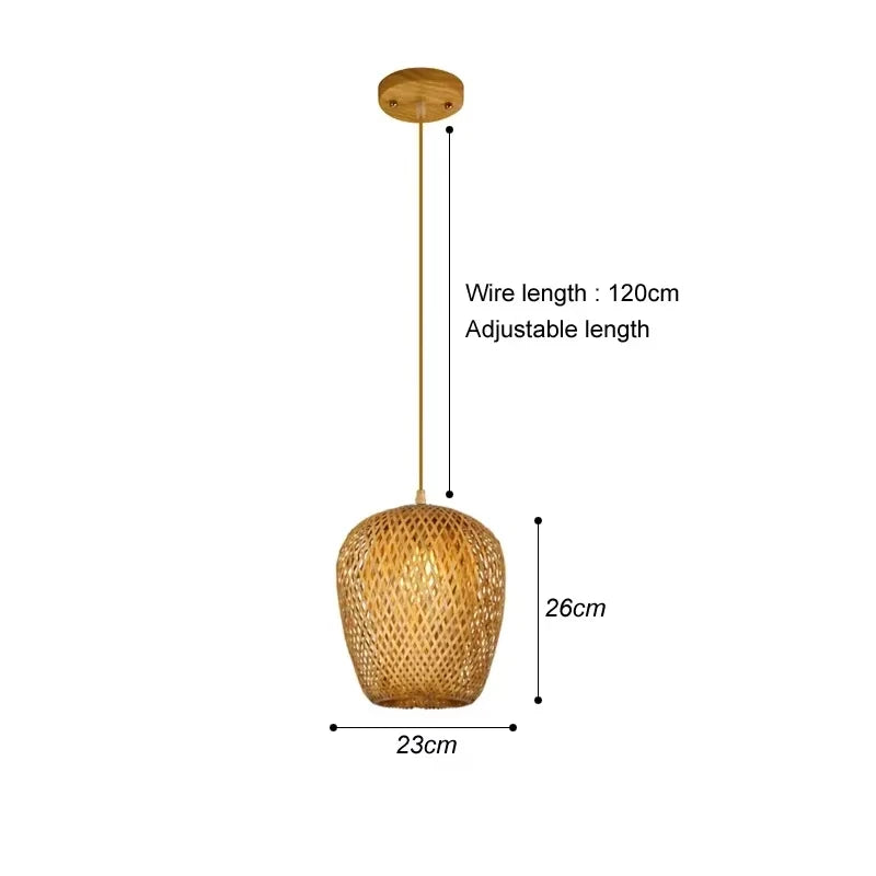 Pendente de Bambu Tecido a Mao — Luminaria Artesanal Boho