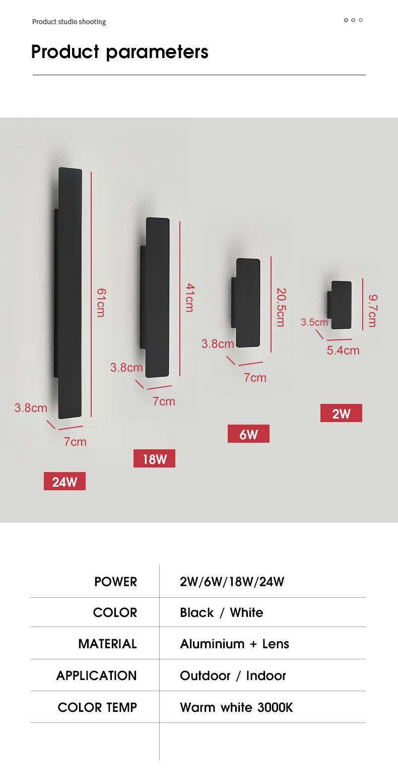 Arandela LED Listrada Impermeável 18W — Iluminação de Fachada para Parede e Jardim