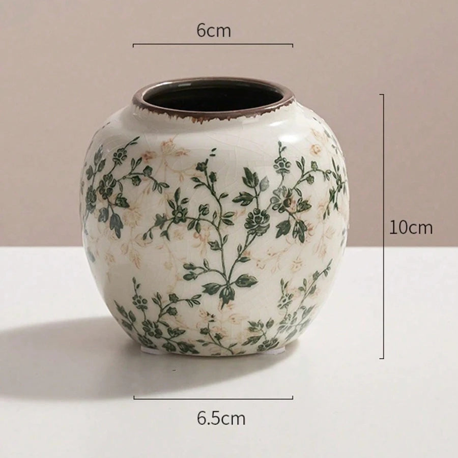 Vaso Cerâmica Rachado Gelo Artesanal Boho — Para Flores Frescas e Secas Sala e Escritório